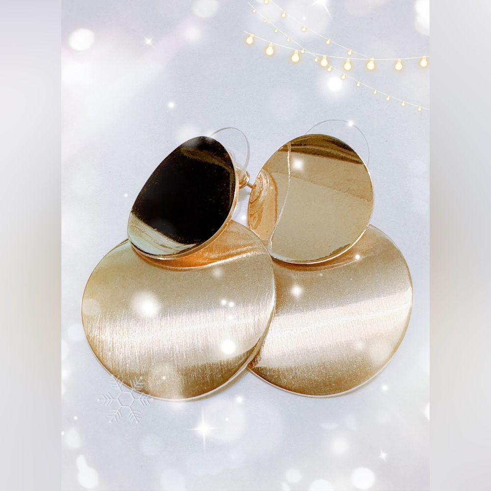 [New] Double Layered Circle Golden Earrings
